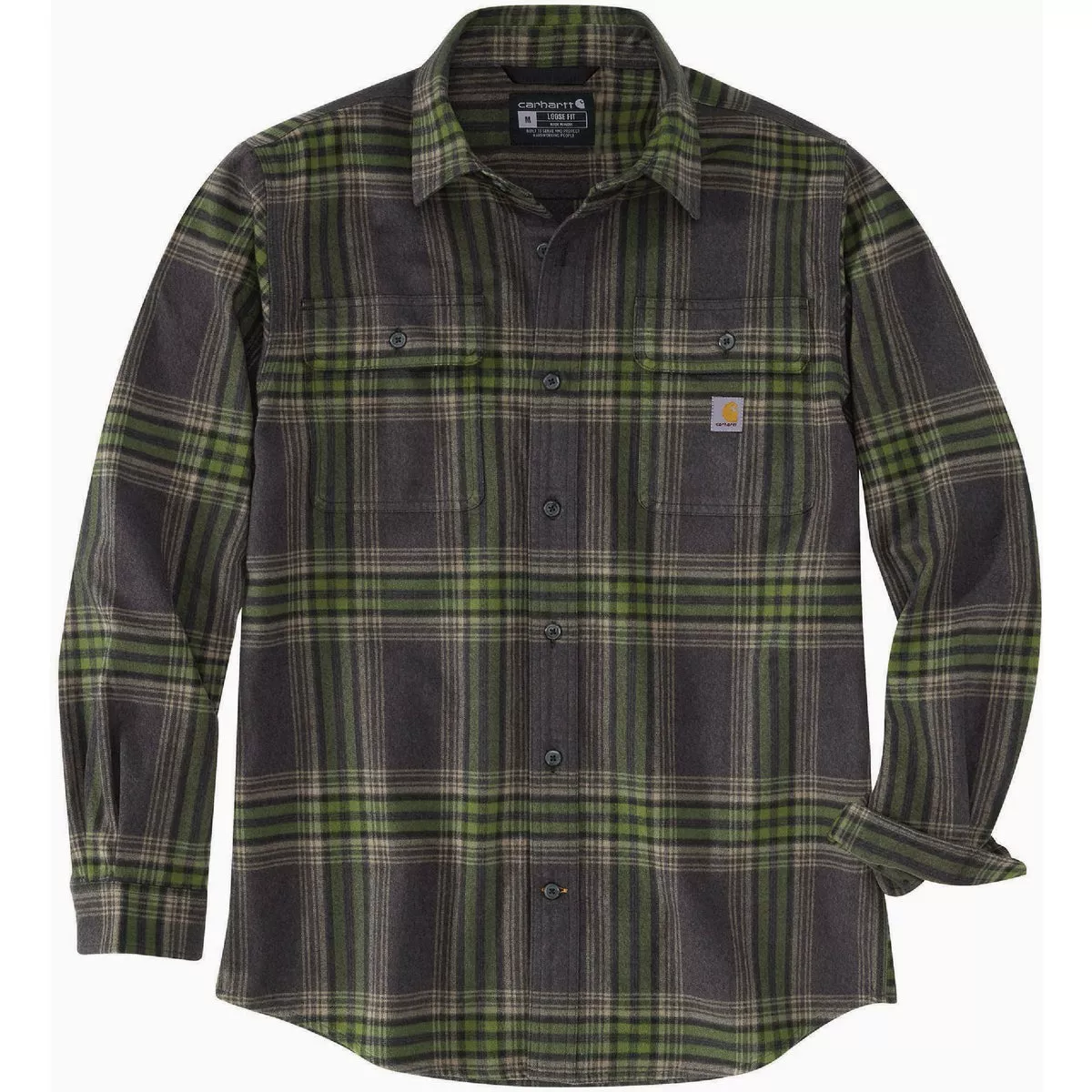 Carhartt Men's 4XL Regular Shadow Heavyweight Flannel Long Sleeve Plaid Button Down Shirt, Loose Fit