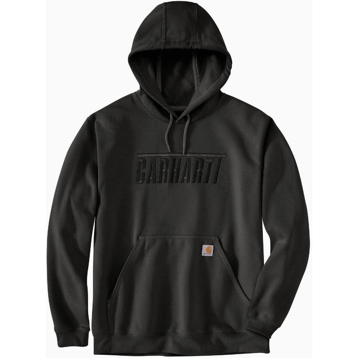 Carhartt Men's XL Tall Black Midweight Embroidered Logo Graphic Pullover  Hoodie, Loose Fit