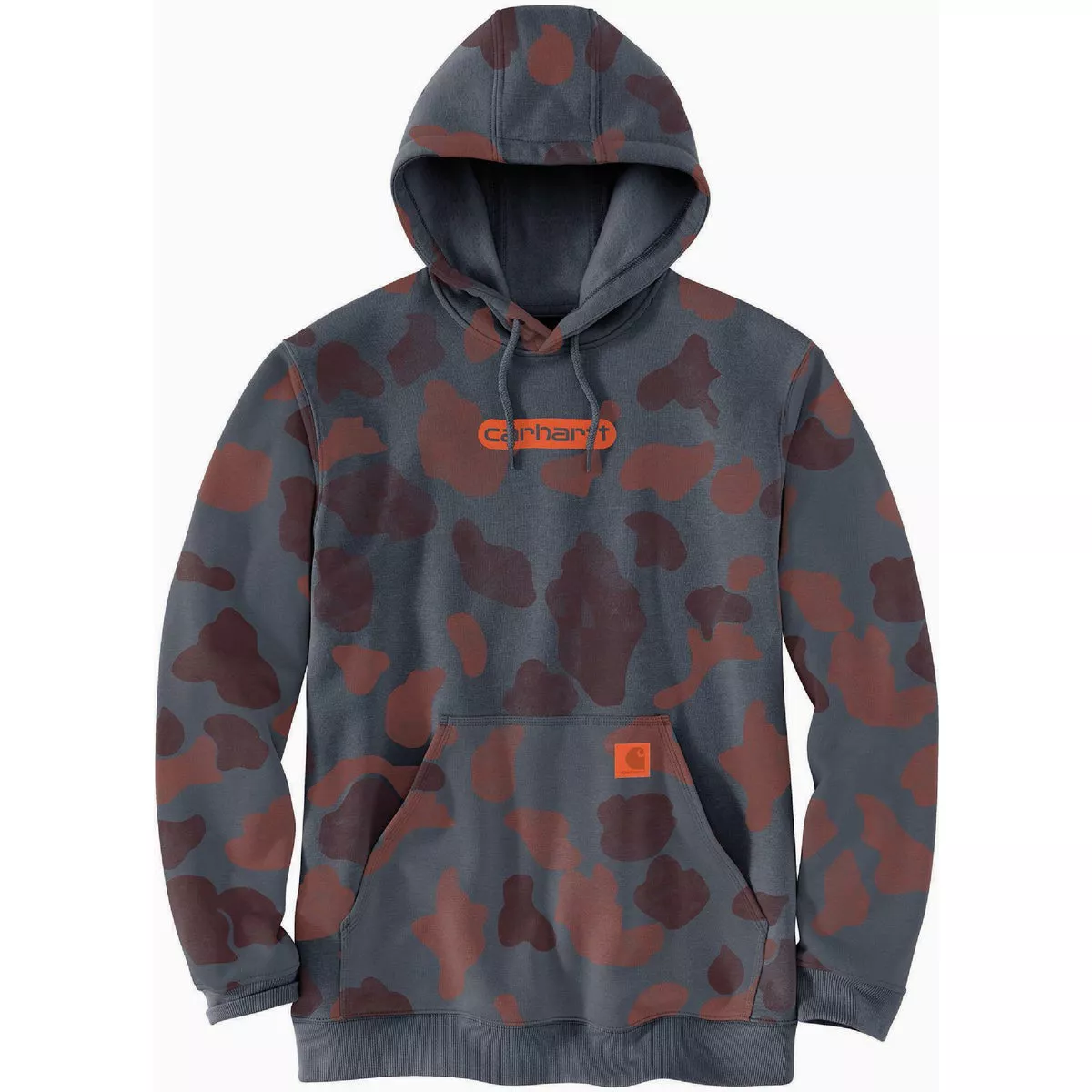 Carhartt Men's 2XL Tall Bluestone Duck Camo2 Midweight Camo Logo Graphic Pullover Hoodie, Loose Fit