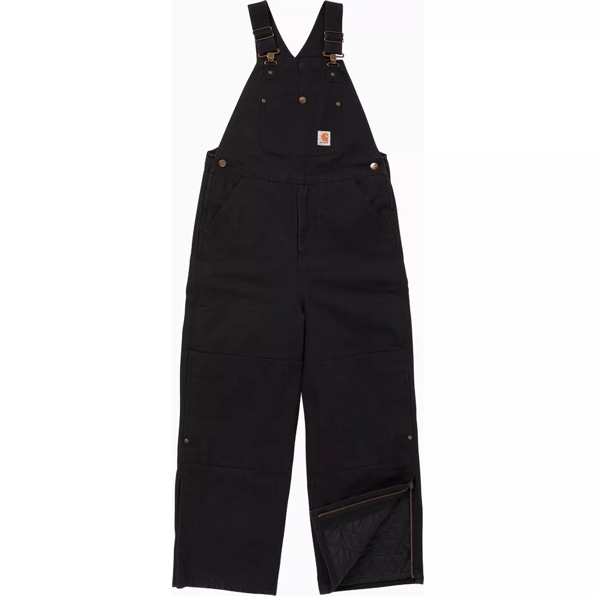 Carhartt Boys' 6 Caviar Black Canvas Insulated Bib Overall, Loose Fit