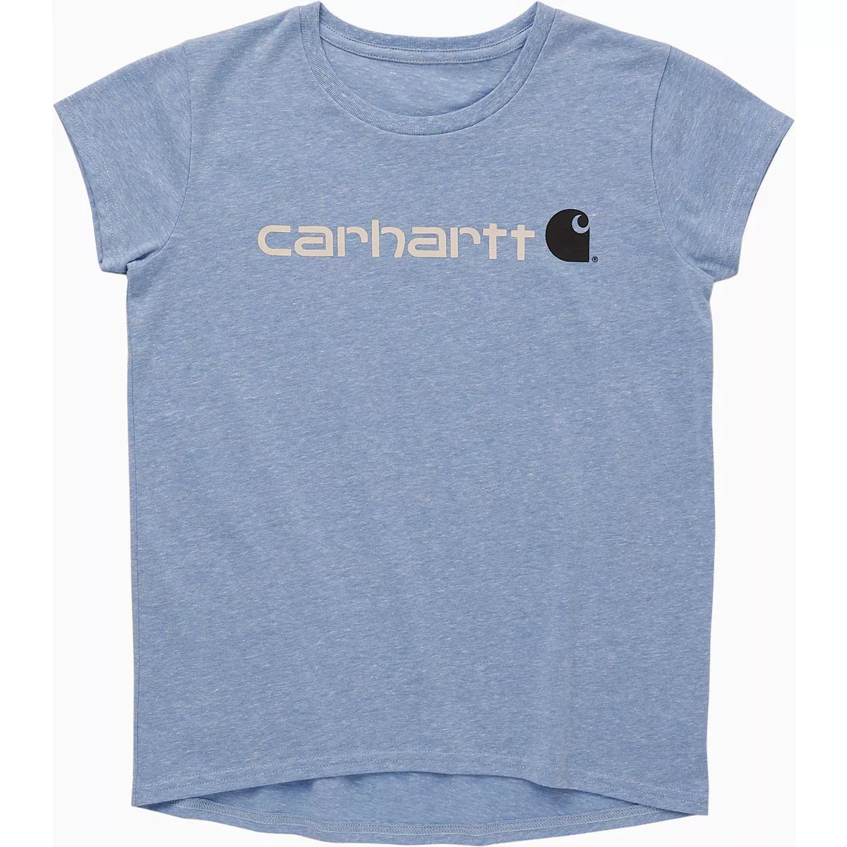 Carhartt Girls' 3T Azure Blue Snow Heather Short Sleeve Core Logo T-Shirt