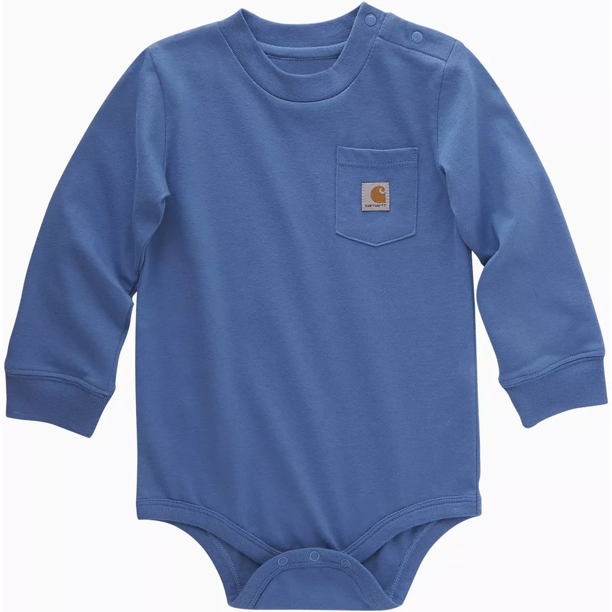 Carhartt Unisex' 12M Electric Blue Lemonade Long Sleeve Pocket Bodysuit