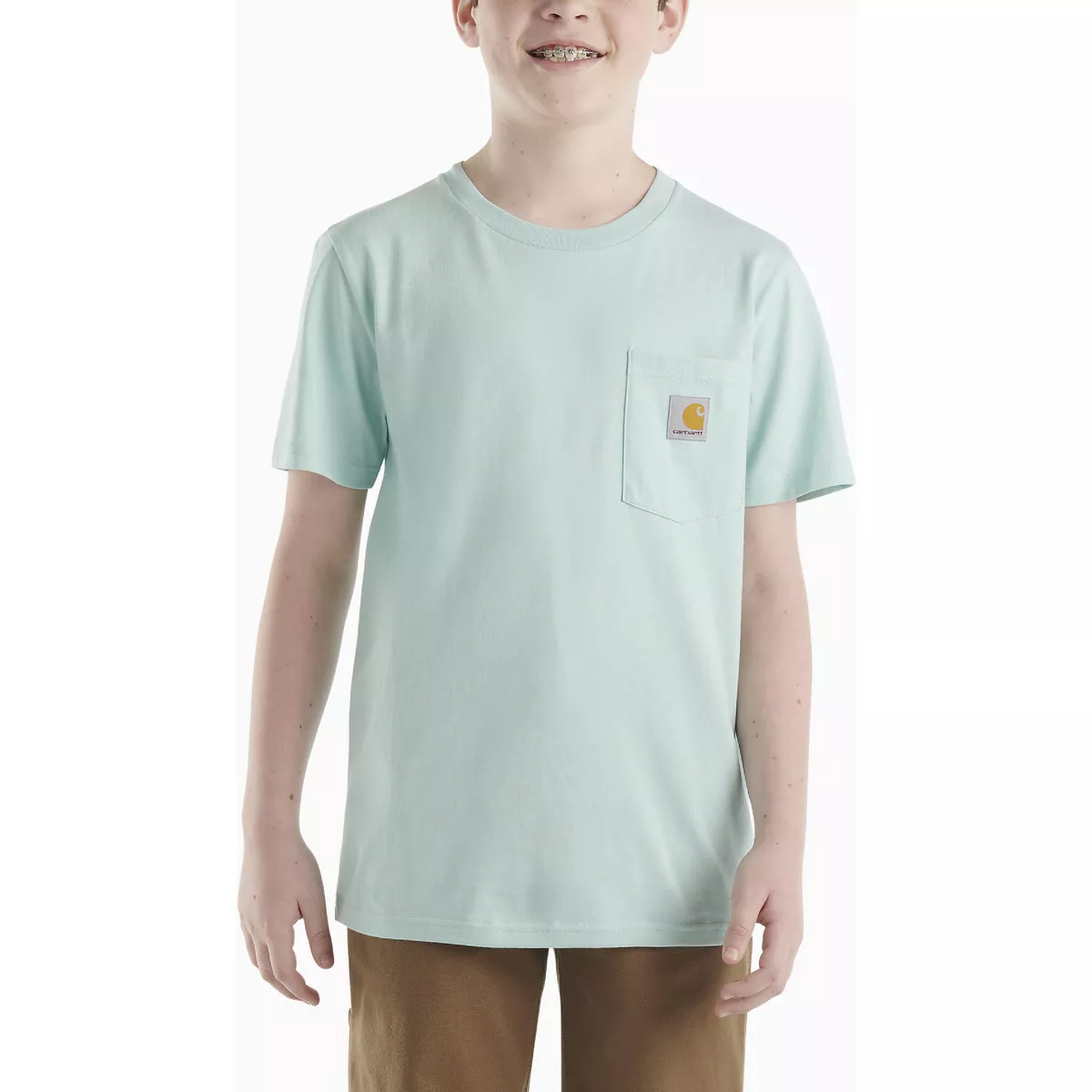 Carhartt Boys' M (10/12) Pastel Turquoise Short Sleeve Pocket T-Shirt