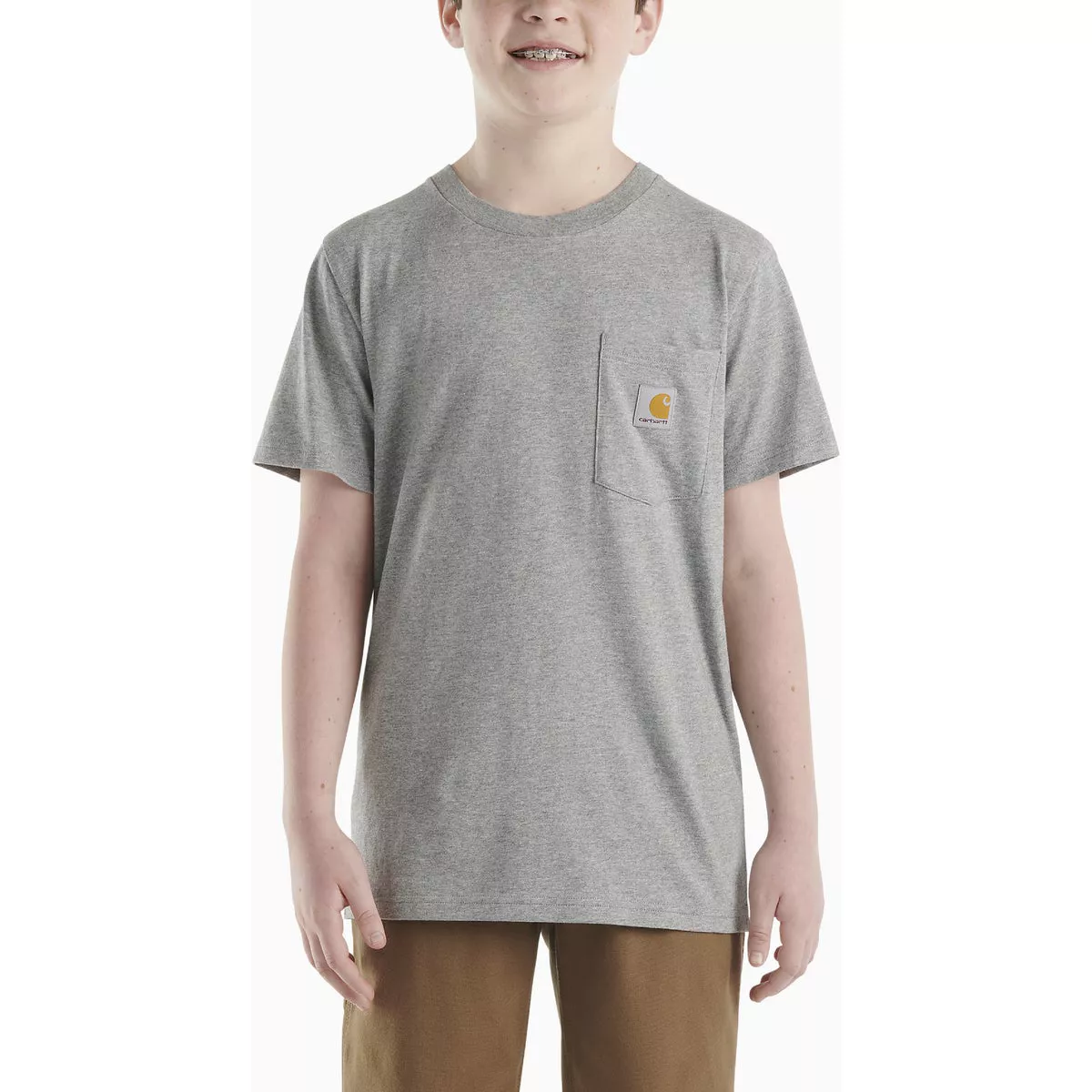 Carhartt Boys' 5 Charcoal Gray Heather Short Sleeve Pocket T-Shirt