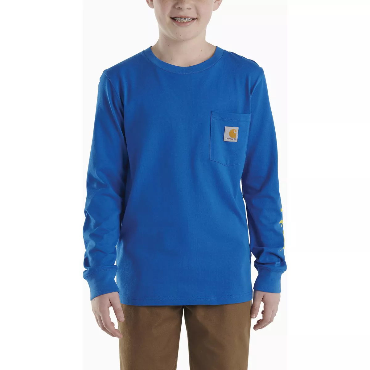 Carhartt Boys' 4 Electric Blue Lemonade Long Sleeve Graphic Pocket T-Shirt