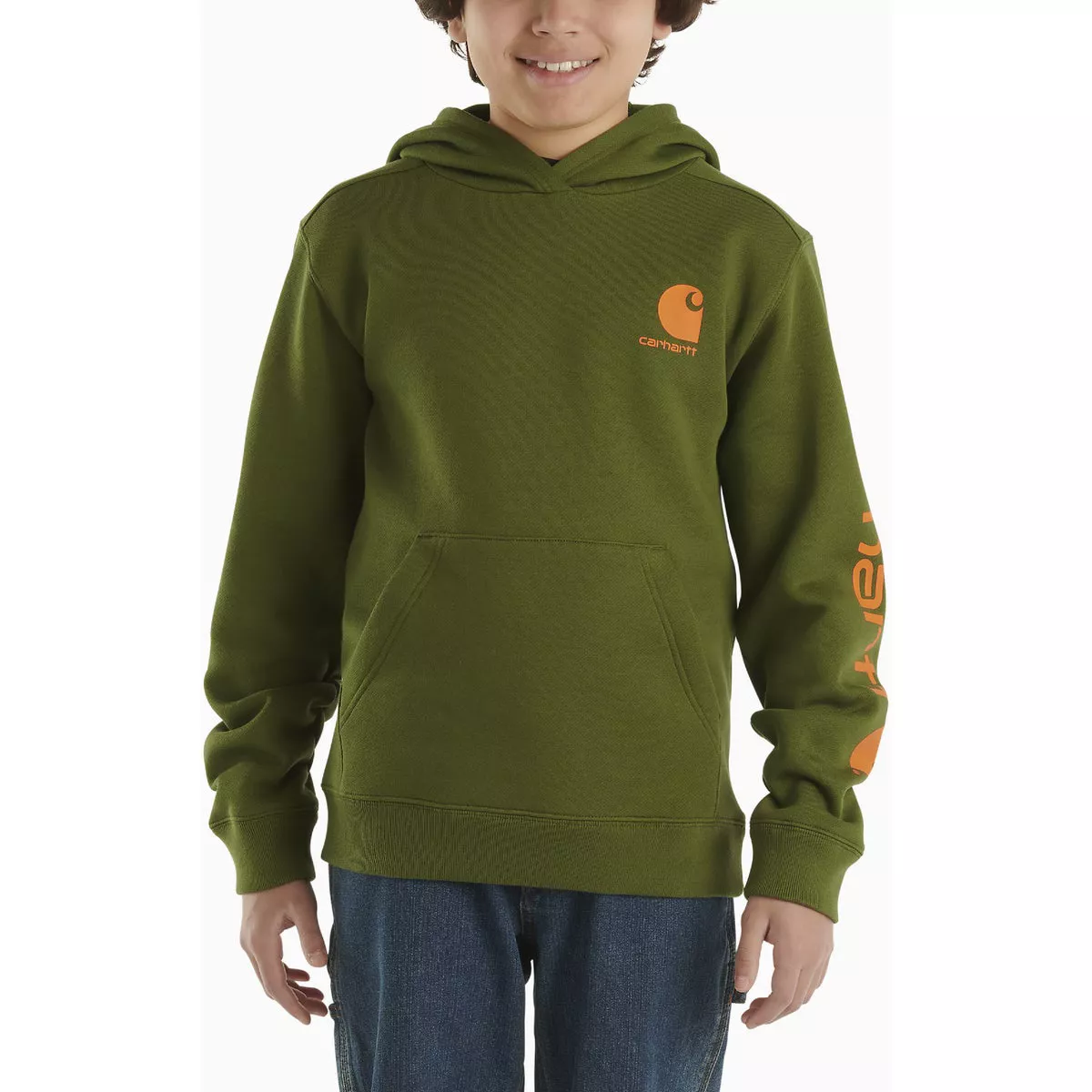 Carhartt Boys' 6 Chive Long Sleeve Midweight Graphic Hooded Sweatshirt