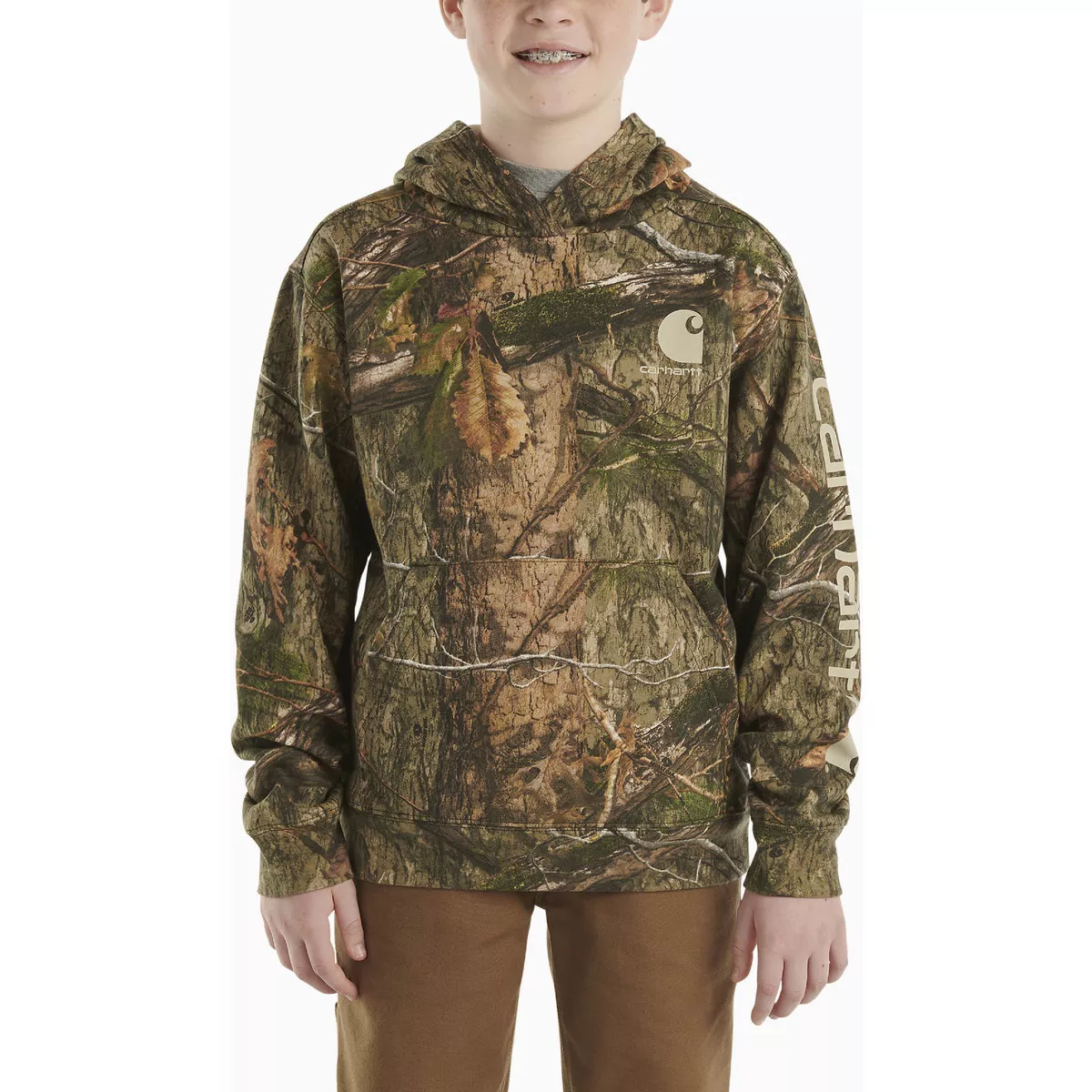 Carhartt Boys M (10/12) Mossy Oak Country DNA Long Sleeve Lightweight Camo Graphic Hooded Sweatshirt