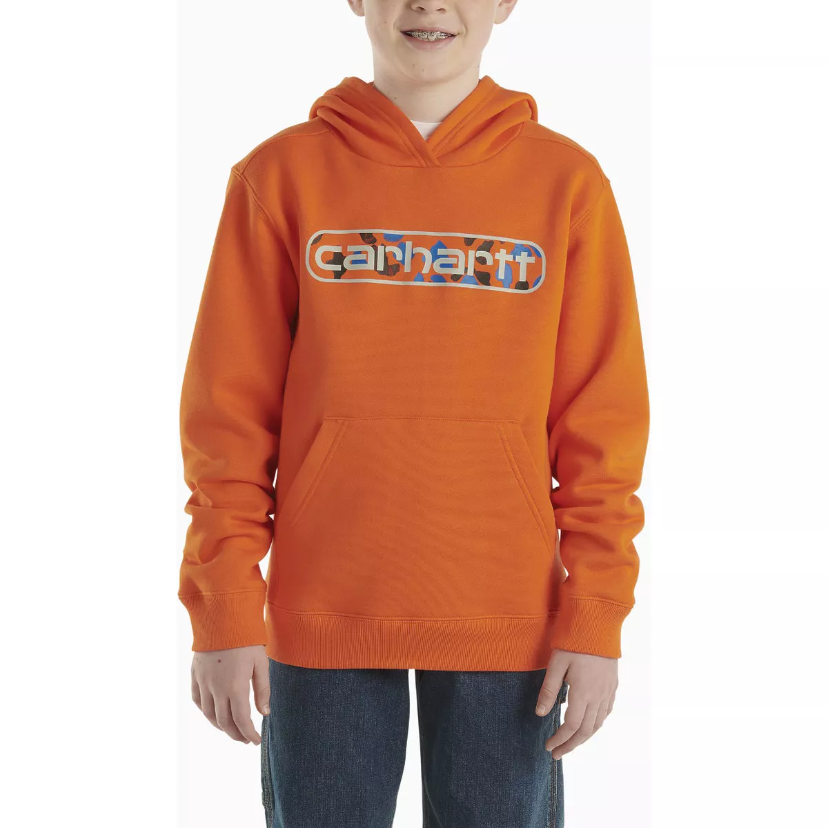 Carhartt Boys' L (14/16) Blaze Orange Long Sleeve Midweight Graphic Hooded Sweatshirt