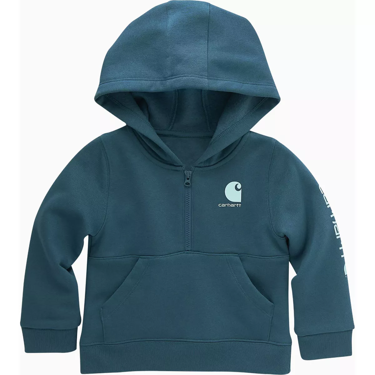 Carhartt Girls' 4T Shaded Spruce Long Sleeve Lightweight Half-Zip Hooded Sweatshirt