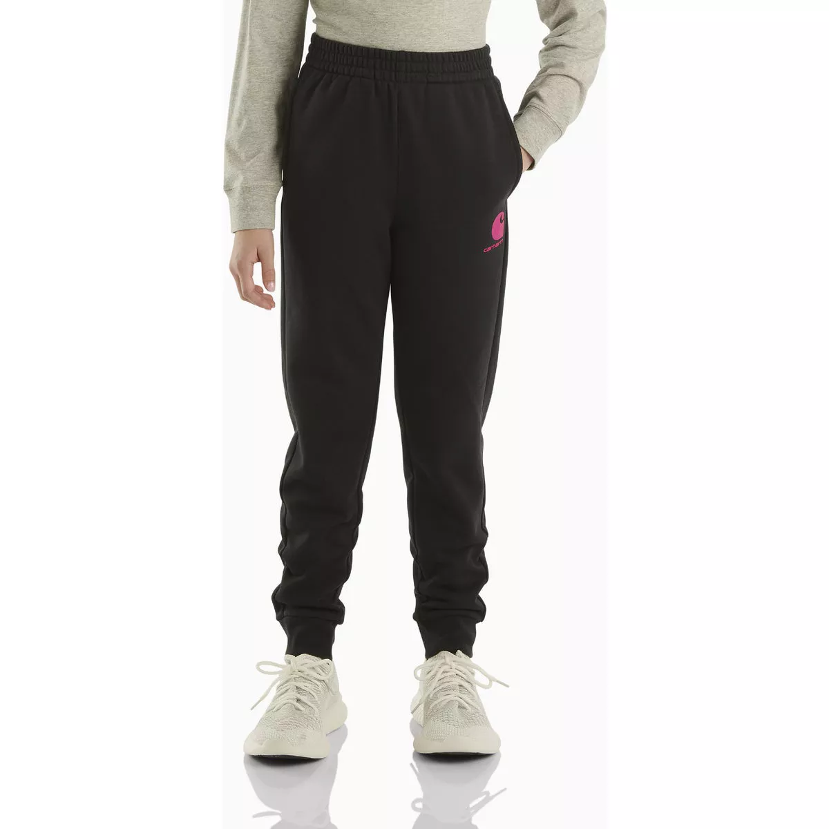 Carhartt Girl's XL (14) Caviar Black Fleece Logo Sweatpant