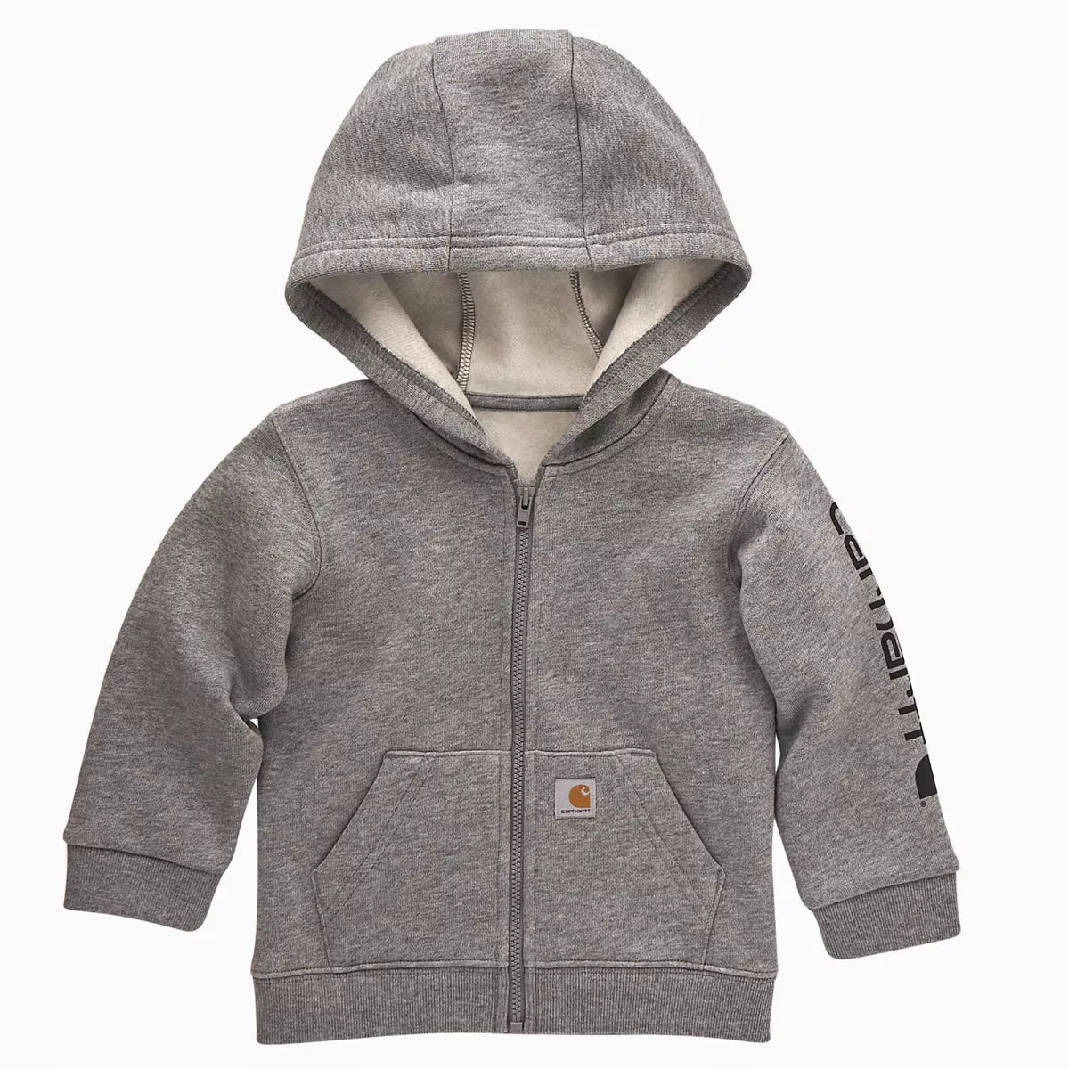Carhartt Boys' 18M Charcoal Gray Heather Long Sleeve Full-Zip Logo Hooded Sweatshirt
