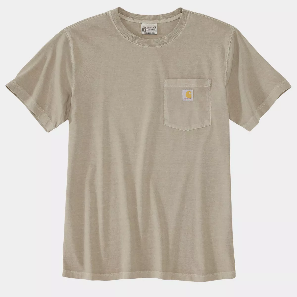 Carhartt Men's 2X Regular Greige Re-Engineered Lightweight Short-Sleeve Garment Dyed Pocket T-Shirt, Relaxed Fit