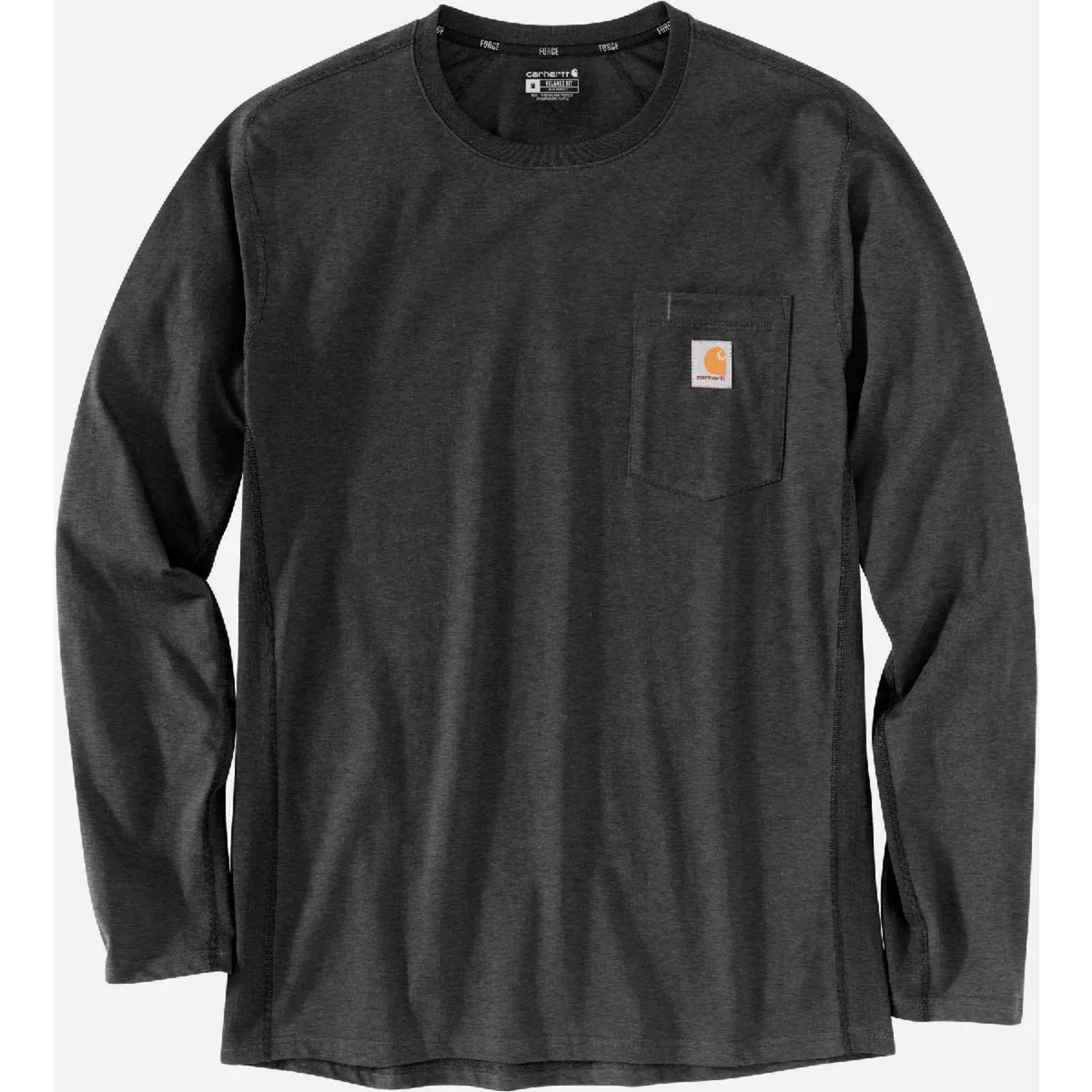 Carhartt Force S Regular Carbon Heather Long-Sleeve Pocket T-Shirt, Relaxed Fit