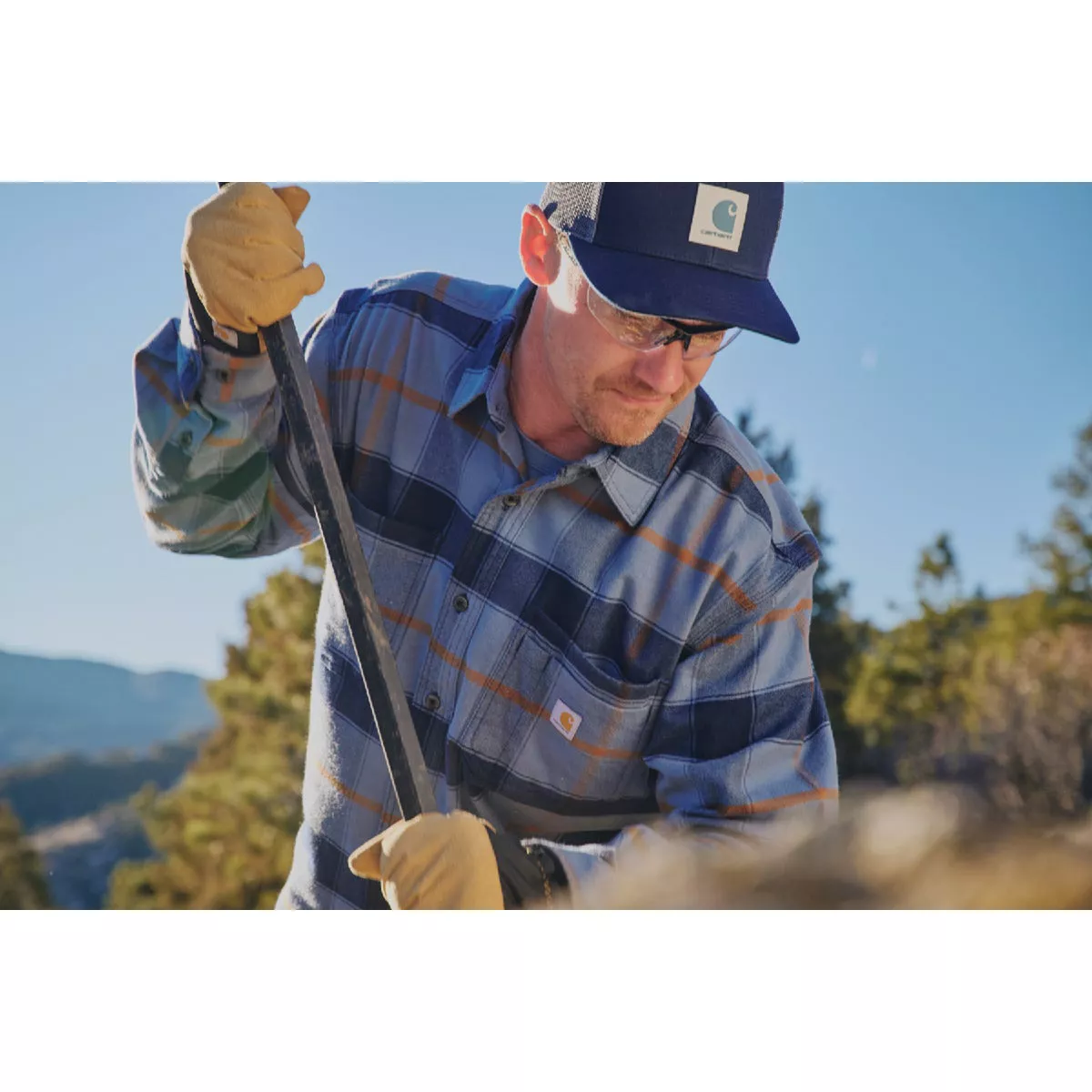 Carhartt Rugged Flex Men's XL Regular Malt Midweight Flannel Long-Sleeve Plaid Button Down Shirt, Relaxed Fit - photo 4