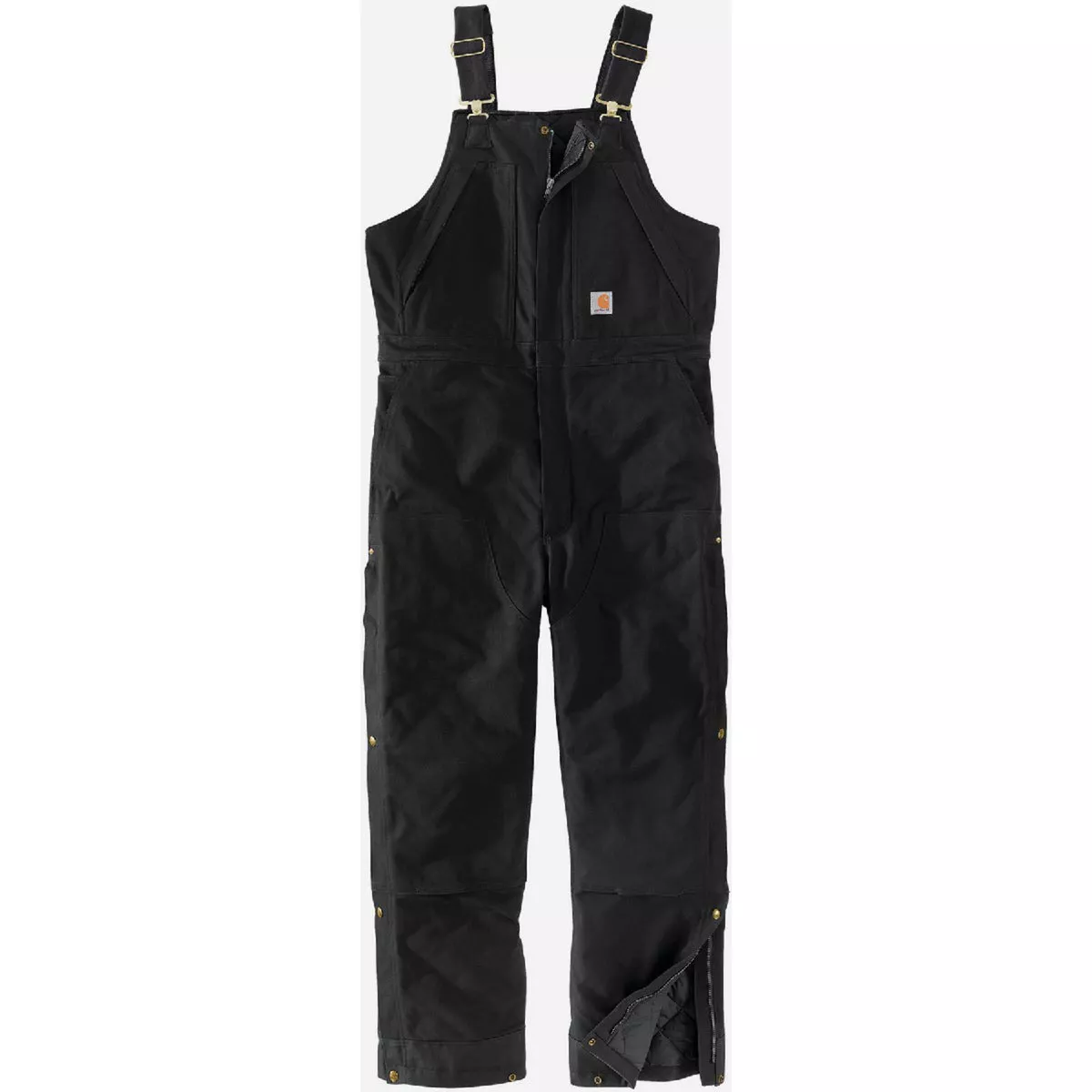 Carhartt Men's XL Short Black Firm Duck Insulated Biberall, Loose Fit