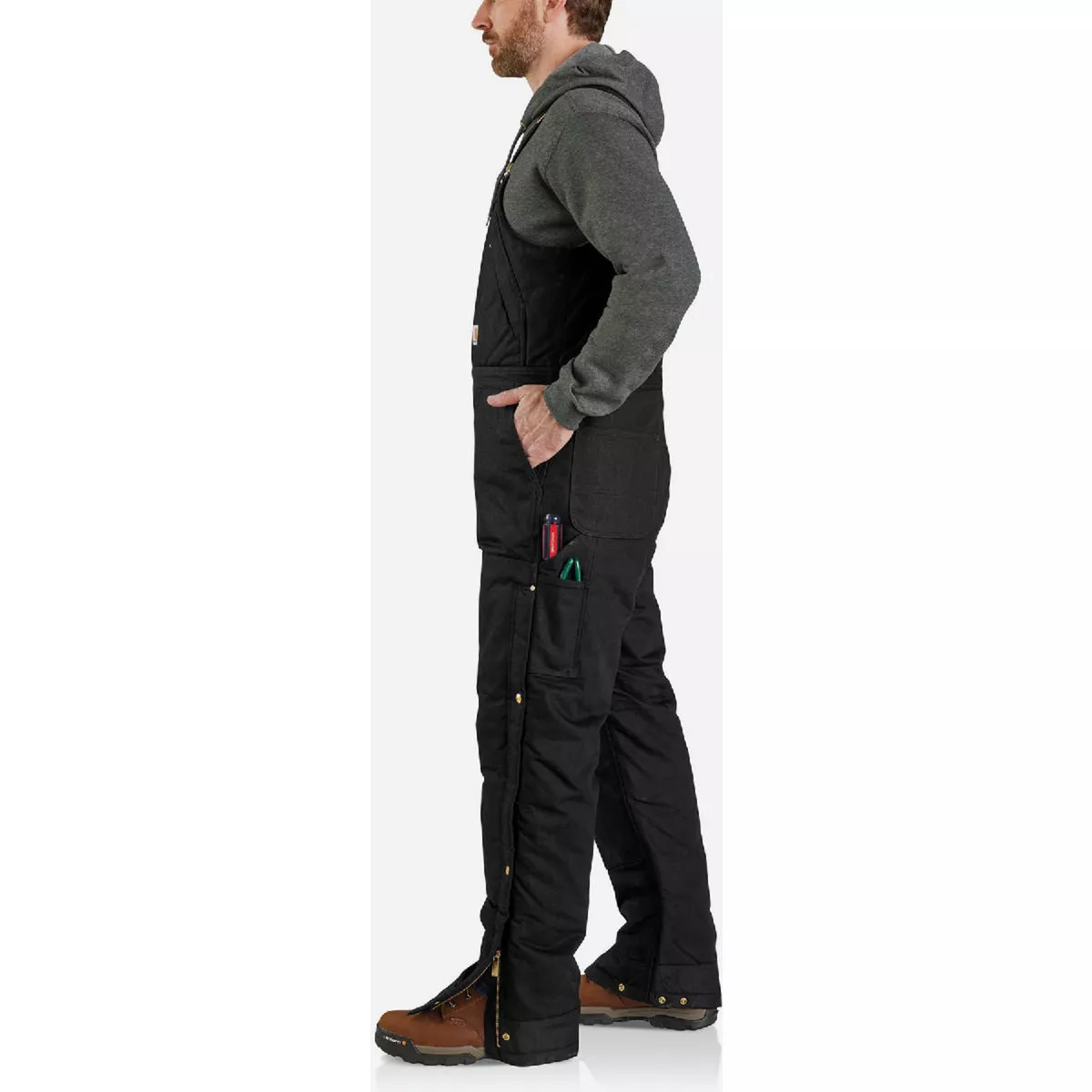 Carhartt Men's XL Short Black Firm Duck Insulated Biberall, Loose Fit - photo 4
