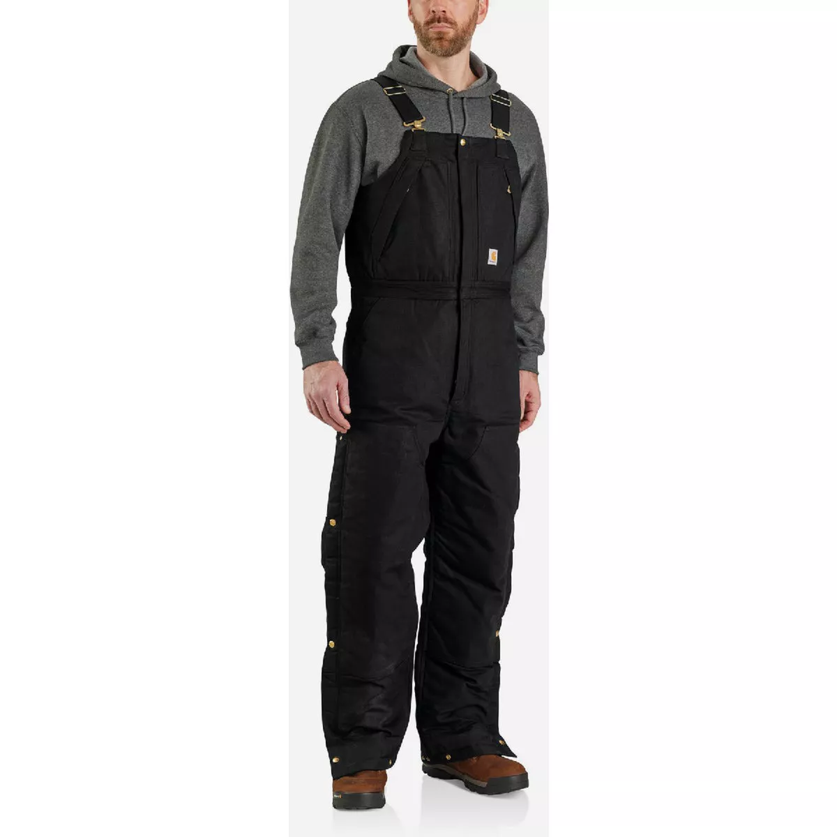 Carhartt Men's 2XL Regular Black Firm Duck Insulated Biberall, Loose Fit - photo 3
