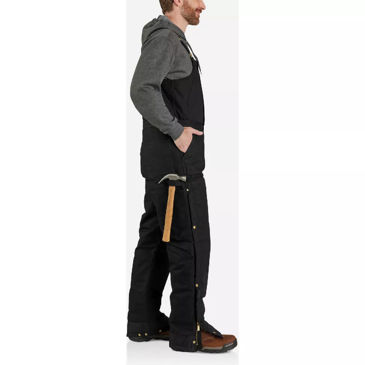 Carhartt Men's 2XL Regular Black Firm Duck Insulated Biberall, Loose Fit - photo 5
