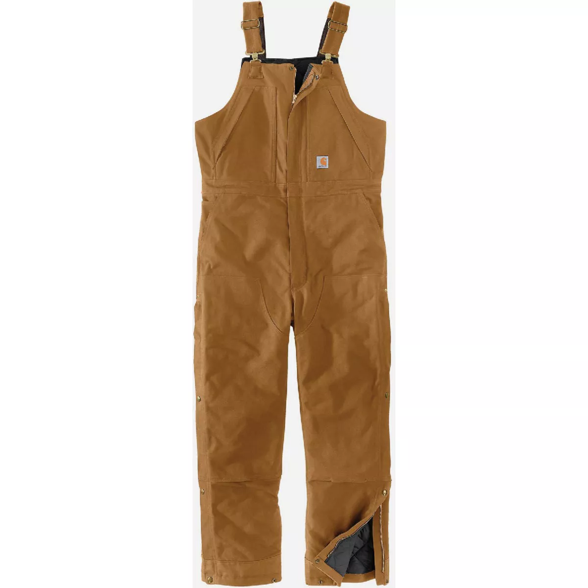 Carhartt Men's L Short Brown Firm Duck Insulated Biberall, Loose Fit-