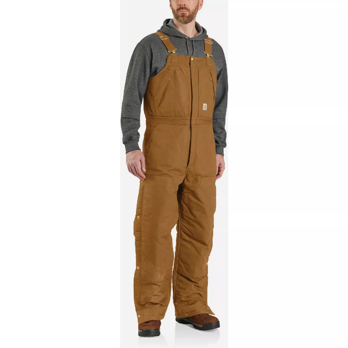Carhartt Men's 2XL Regular Brown Firm Duck Insulated Biberall, Loose Fit - photo 4