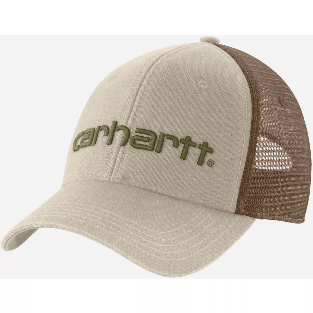 Carhartt Men's Oat Milk Adjsutable Canvas Mesh-Back Logo Graphic Cap