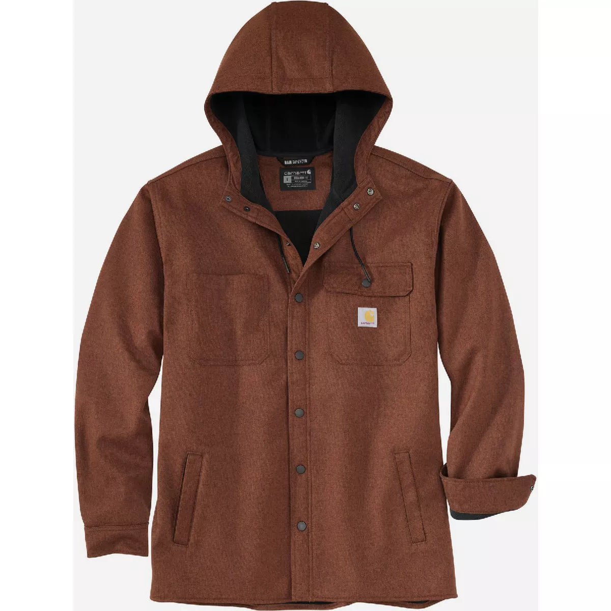 Carhartt Rain Defender Men's S Regular Mocha Heather Heavyweight Hooded Shirt Jacket, Relaxed Fit