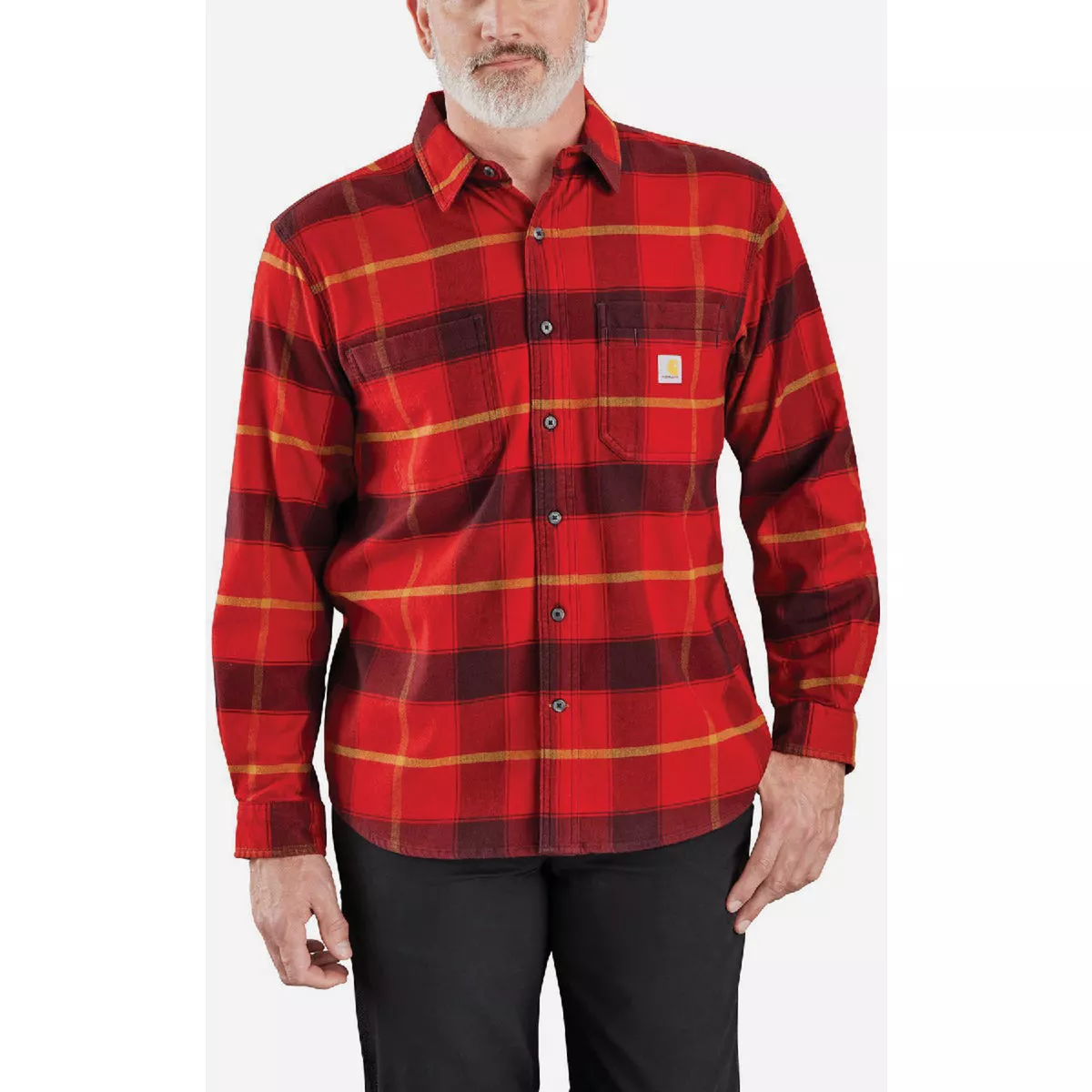 Carhartt Rugged Flex Men's S Regular Crabapple Midweight Flannel Long-Sleeve Plaid Button Down Shirt, Relaxed Fit - photo 2