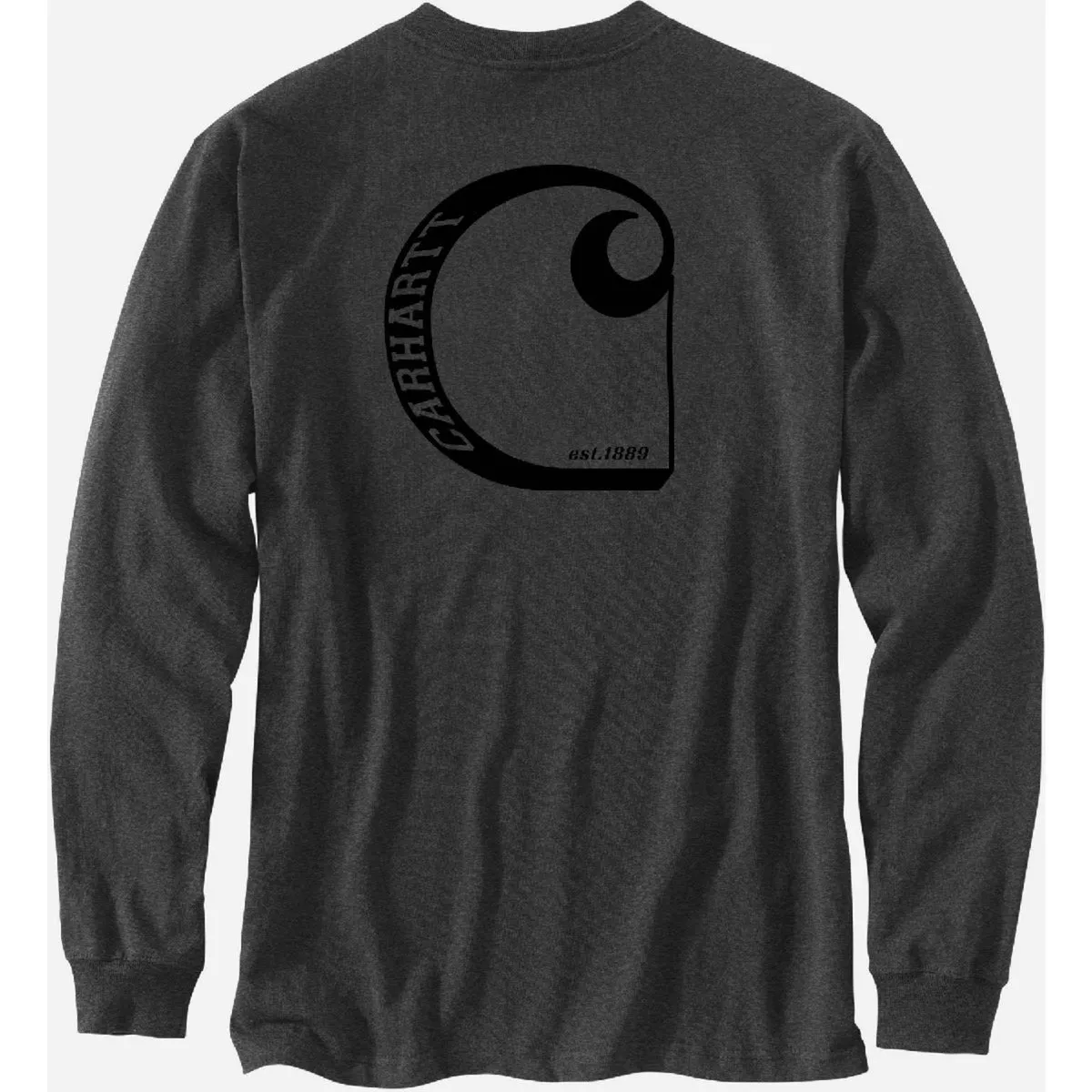 Carhartt Men's 4XL Regular Carbon Heather Heavyweight Long-Sleeve Pocket C Graphic T-Shirt, Relaxed Fit