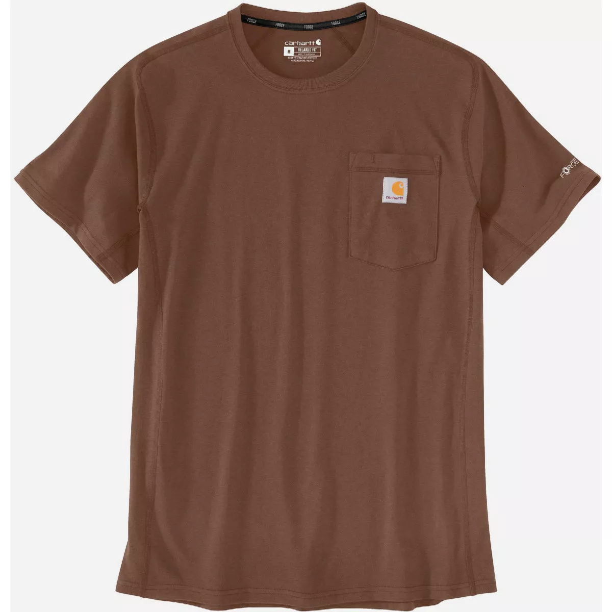 Carhartt Force S Regular Mocha Heather Short-Sleeve Pocket T-Shirt, Relaxed Fit
