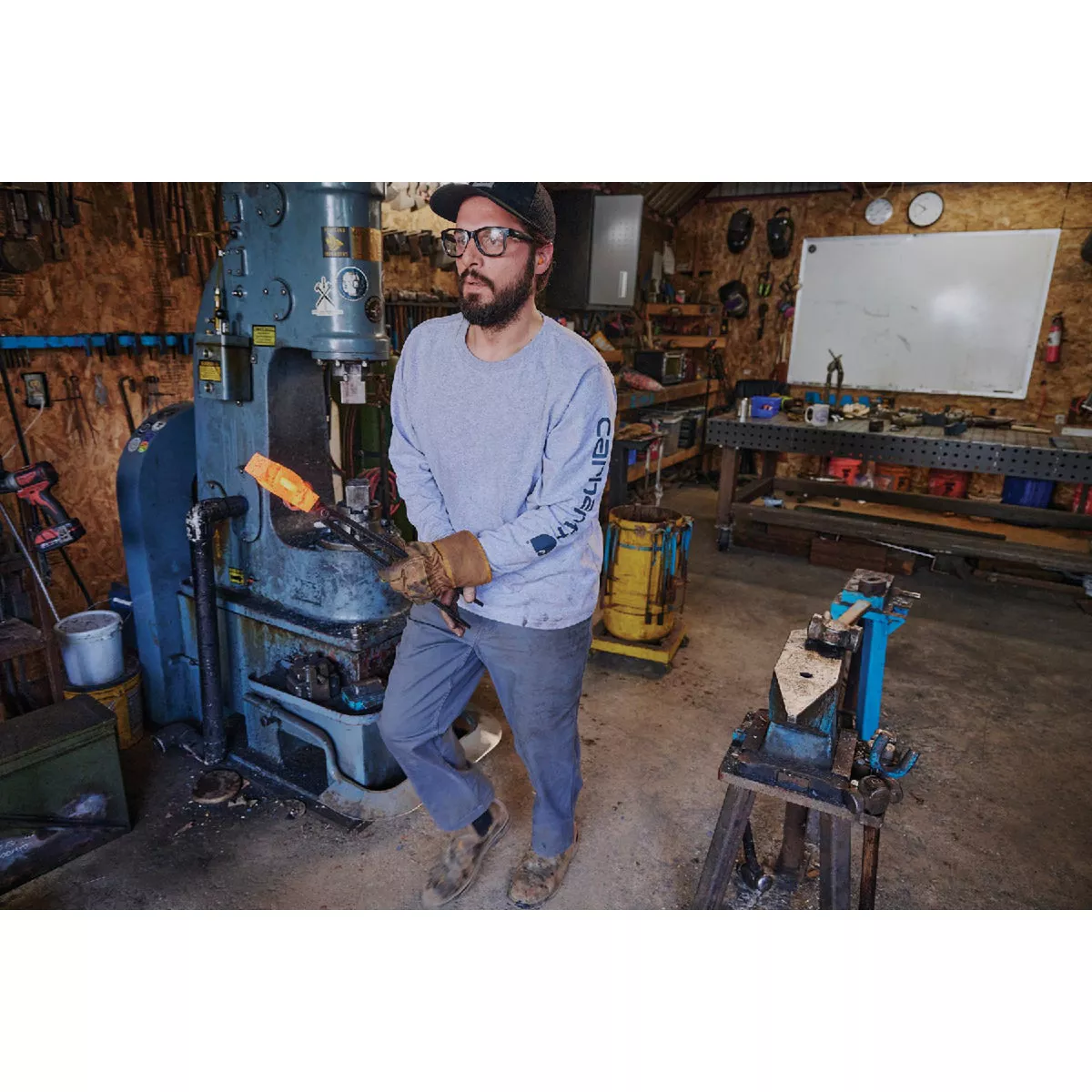 Carhartt Men's L Regular Dusty Olive Heavyweight Long Sleeve Logo Sleeve Graphic T-Shirt, Loose Fit- - photo 3