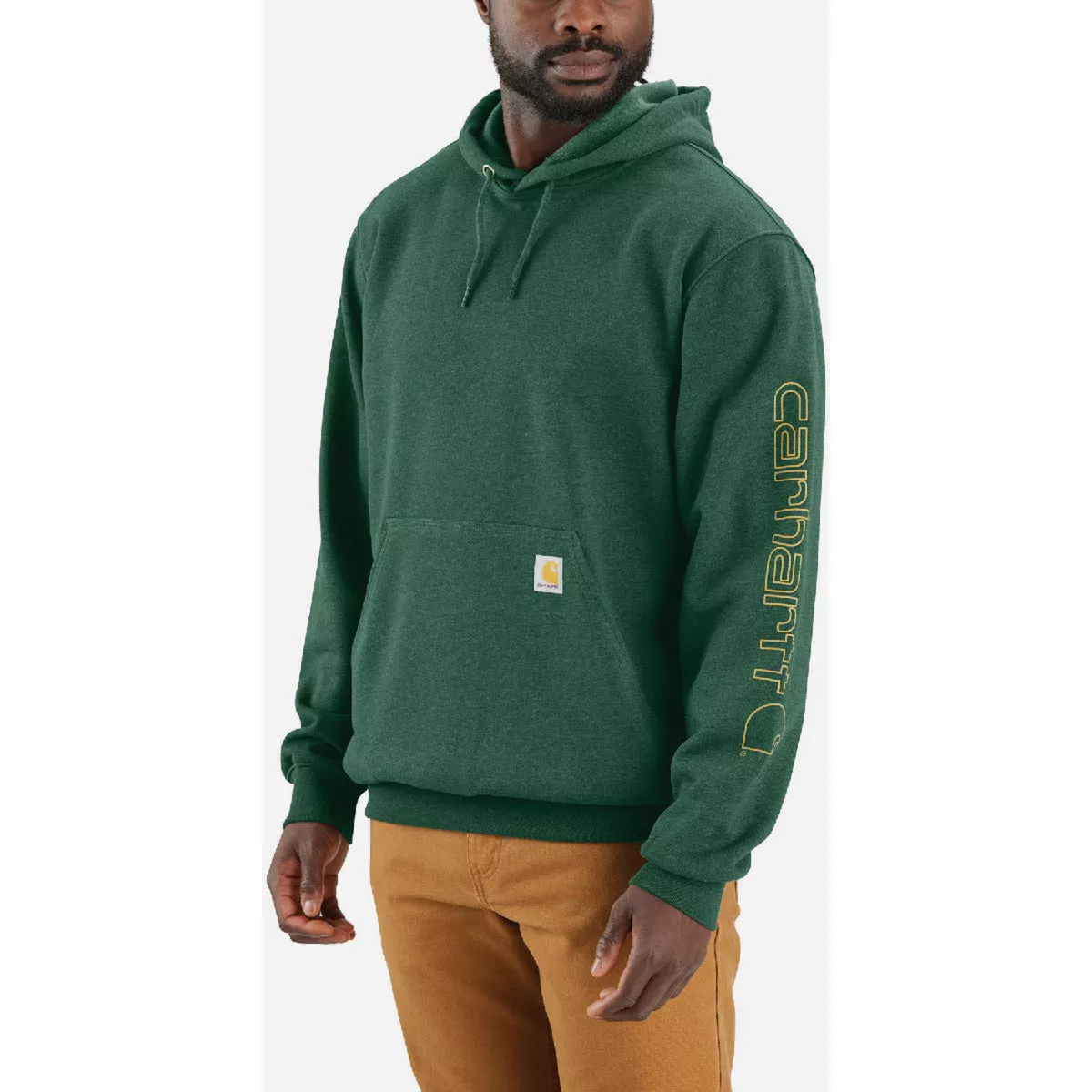 Carhartt Men's S Regular Frosted Balsam Heather Midweight Logo Sleeve Graphic Pullover Hooded Sweatshirt, Loose Fit - photo 2
