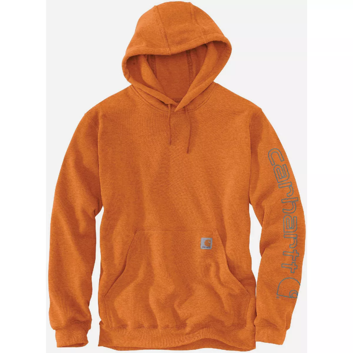 Carhartt Men's M Regular Rust Heather Midweight Logo Sleeve Graphic Pullover Hooded Sweatshirt, Loose Fit