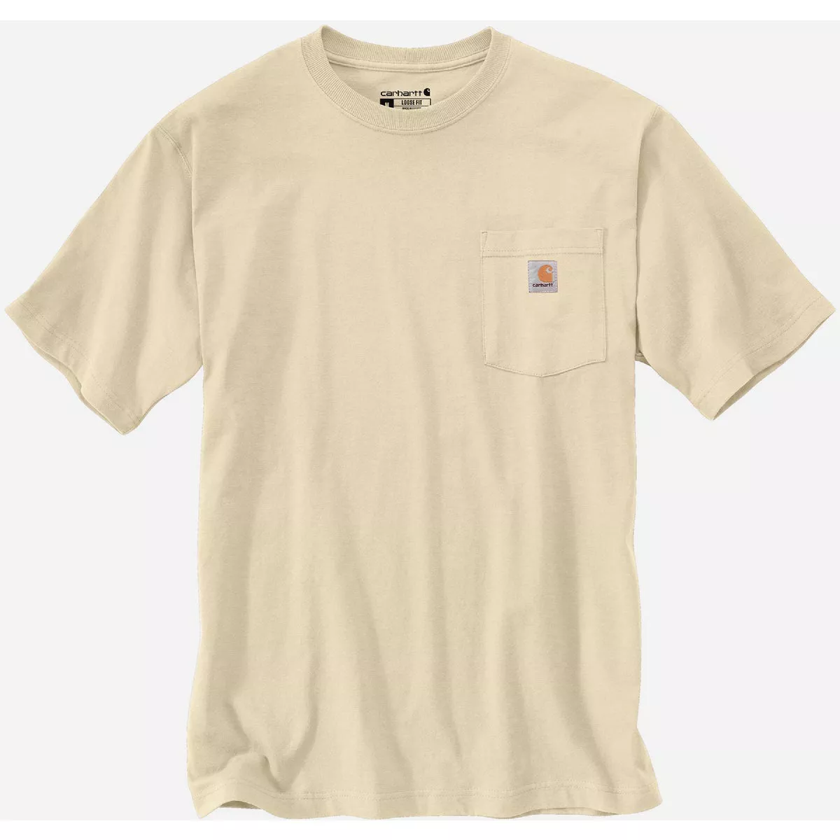 Carhartt Men's L Regular Oat Milk Heavyweight Short Sleeve Pocket T-Shirt, Loose Fit