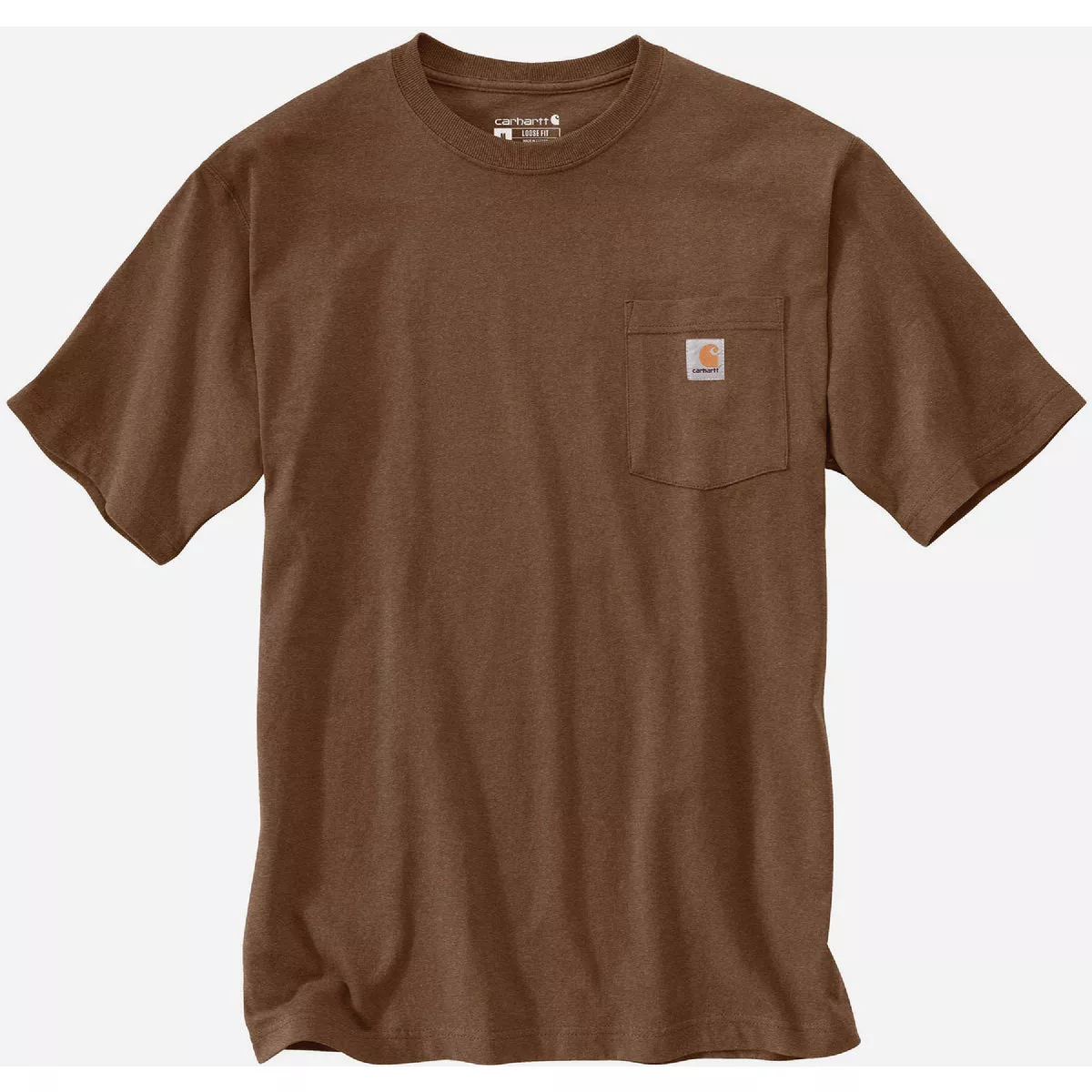 Carhartt Men's L Regular Mocha Heather Heavyweight Short Sleeve Pocket T-Shirt, Loose Fit