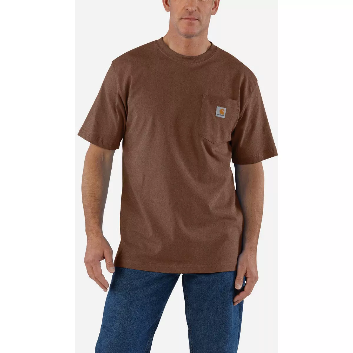Carhartt Men's L Regular Mocha Heather Heavyweight Short Sleeve Pocket T-Shirt, Loose Fit - photo 2