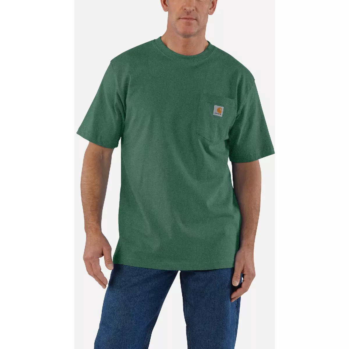Carhartt Men's 2XL Tall Frosted Balsam Heather Heavyweight Short Sleeve Pocket T-Shirt, Loose Fit - photo 3