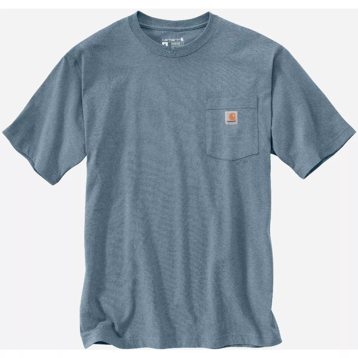 Carhartt Men's L Regular Thundercloud Heather Heavyweight Short Sleeve Pocket T-Shirt, Loose Fit