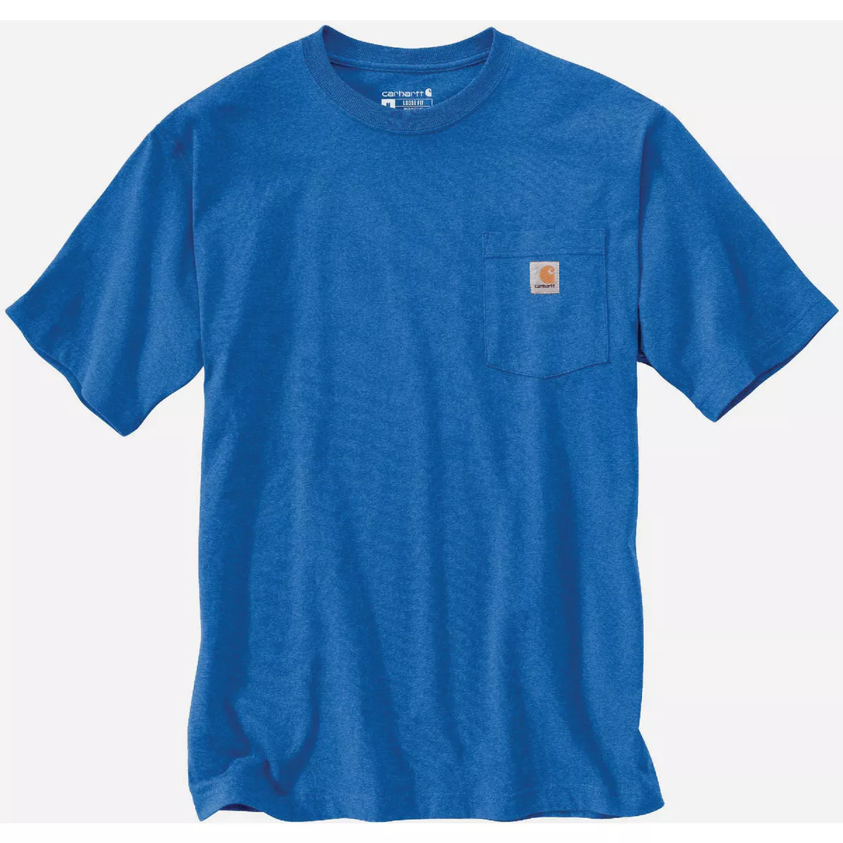 Carhartt Men's M Regular Beacon Blue Heather Heavyweight Short Sleeve Pocket T-Shirt, Loose Fit