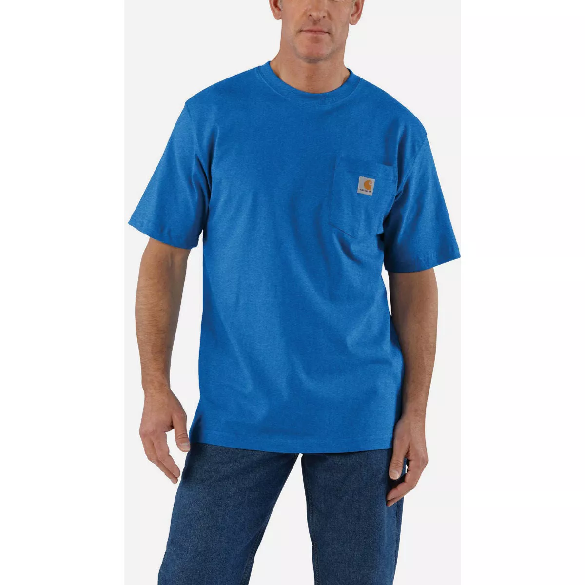 Carhartt Men's XL Regular Beacon Blue Heather Heavyweight Short Sleeve Pocket T-Shirt, Loose Fit - photo 2