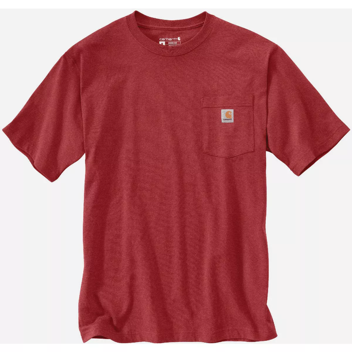 Carhartt Men's XL Tall Crabapple Heather Heavyweight Short Sleeve Pocket T-Shirt, Loose Fit-