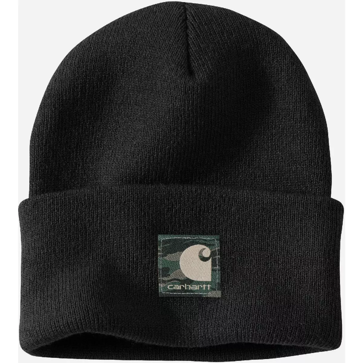 Carhartt Men's Black Knit Camo Patch Beanie