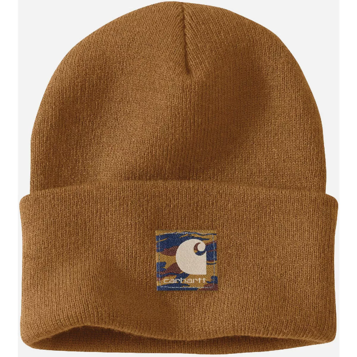 Carhartt Men's Brown Knit Camo Patch Beanie