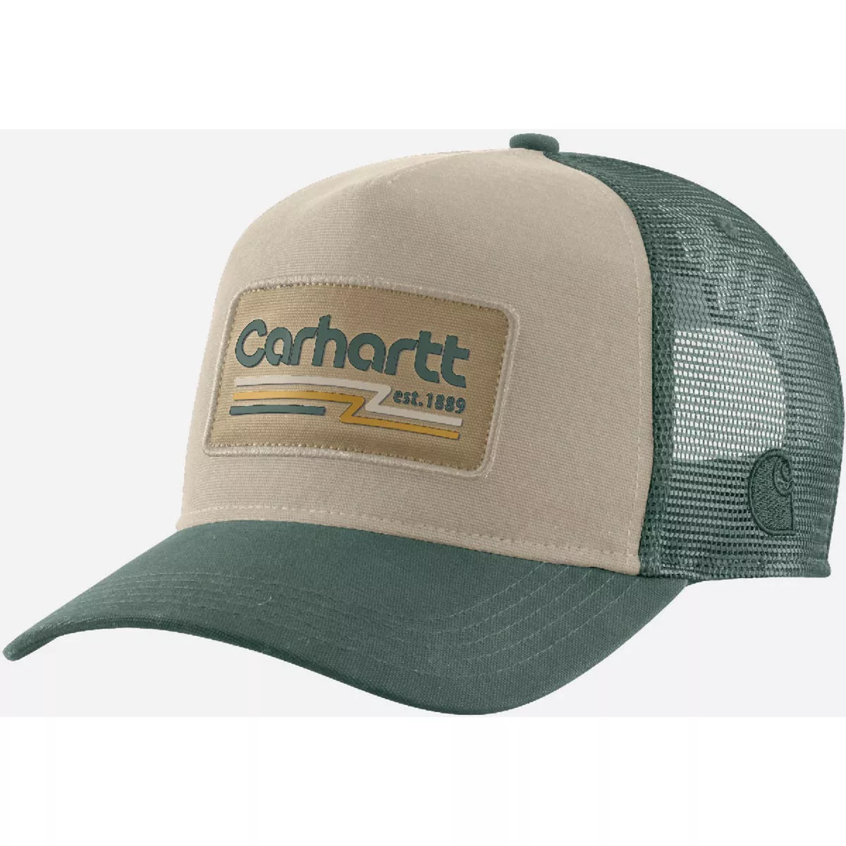 Carhartt Men's Canvas Mesh-Back 1889 Patch Cap, Frosted Balsa