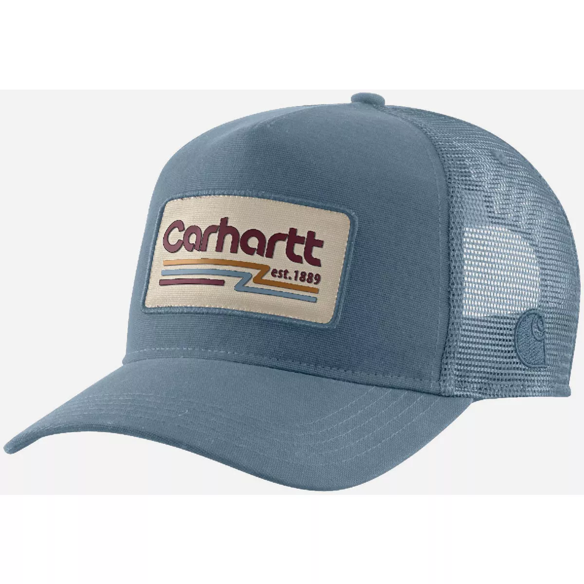 Carhartt Men's Canvas Mesh-Back 1889 Patch Cap, Thundercloud