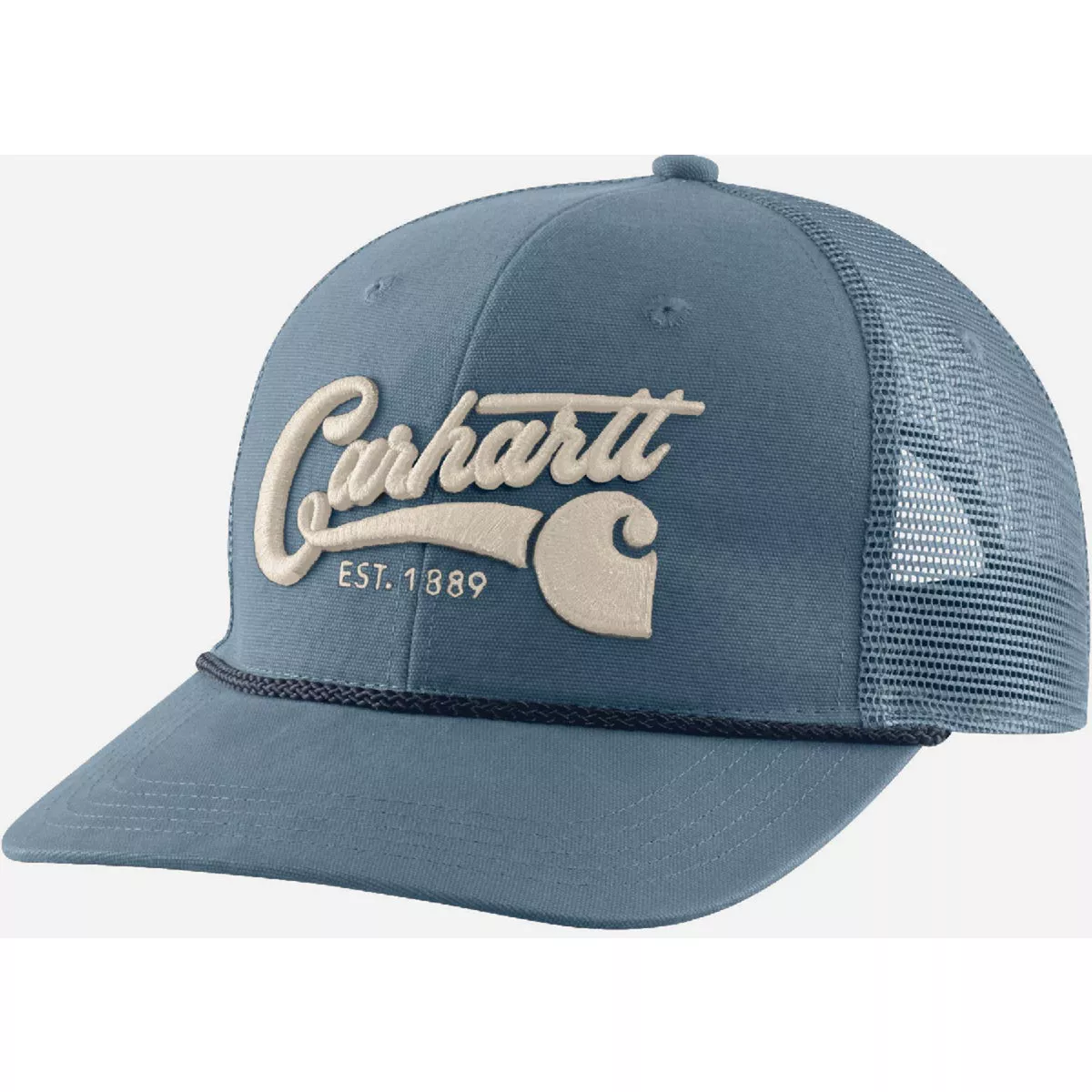 Carhartt Men's Canvas Mesh-Back Script Cap, Thundercloud