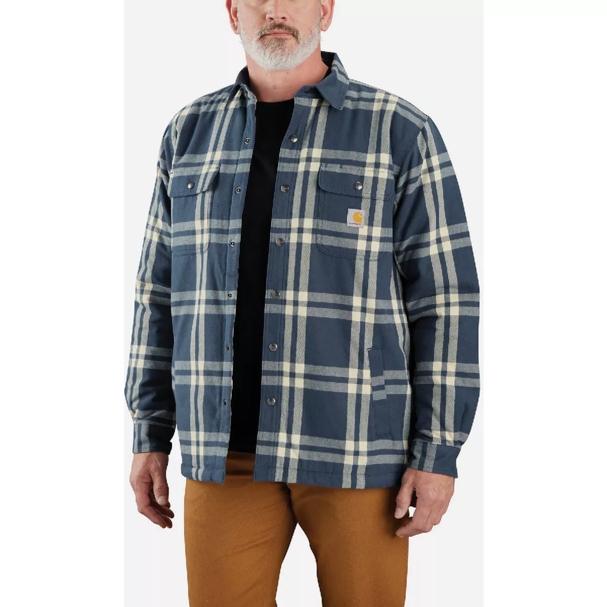 Carhartt Men's S Regular Dark Blue Flannel Sherpa Line Shirt Jac, Relaxed Fit - photo 2