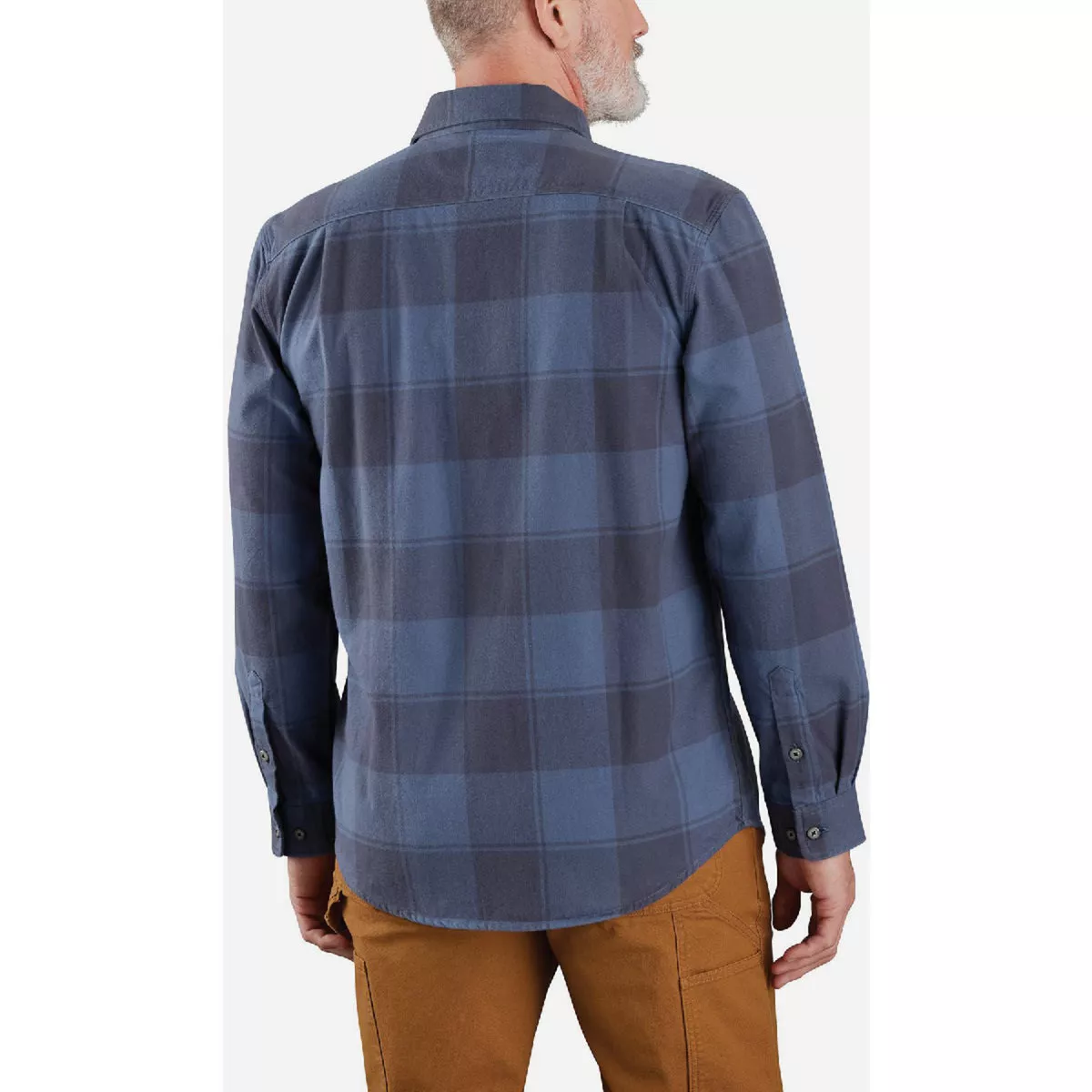 Carhartt Men's L Tall Navy Heavyweight Flannel Long-Sleeve Button Down Plaid Shirt, Loose Fit - photo 3