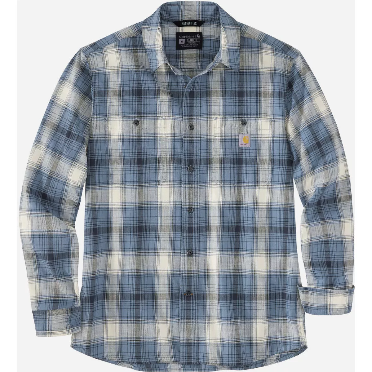 Carhartt Rugged Flex Men's L Tall Thundercloud Lightweight Button Down Long Sleeve Shirt, Relaxed Fit