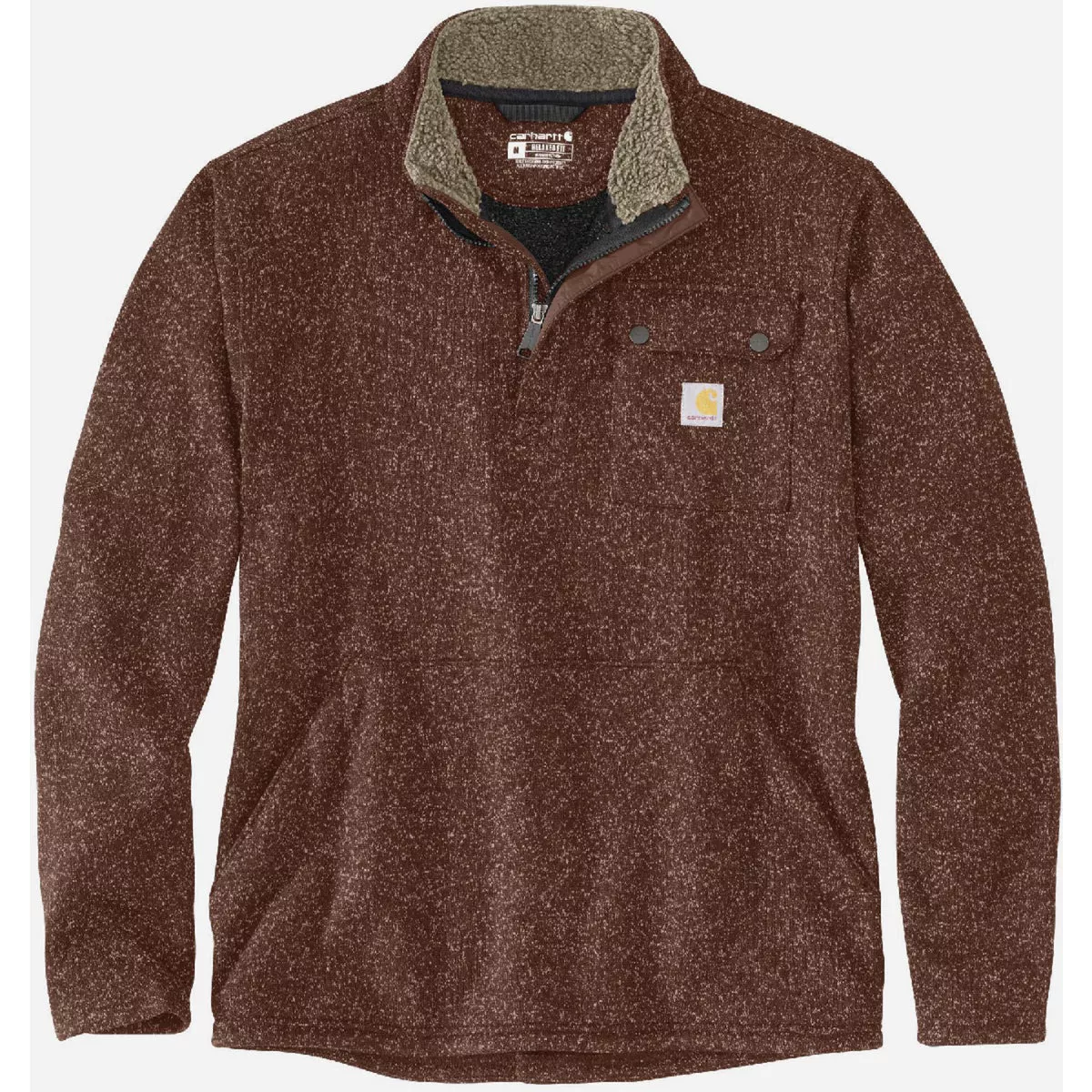 Carhartt Men's S Regular Mocha Midweight Quarter-Zip Pocket Sweater Fleece, Relaxed Fit