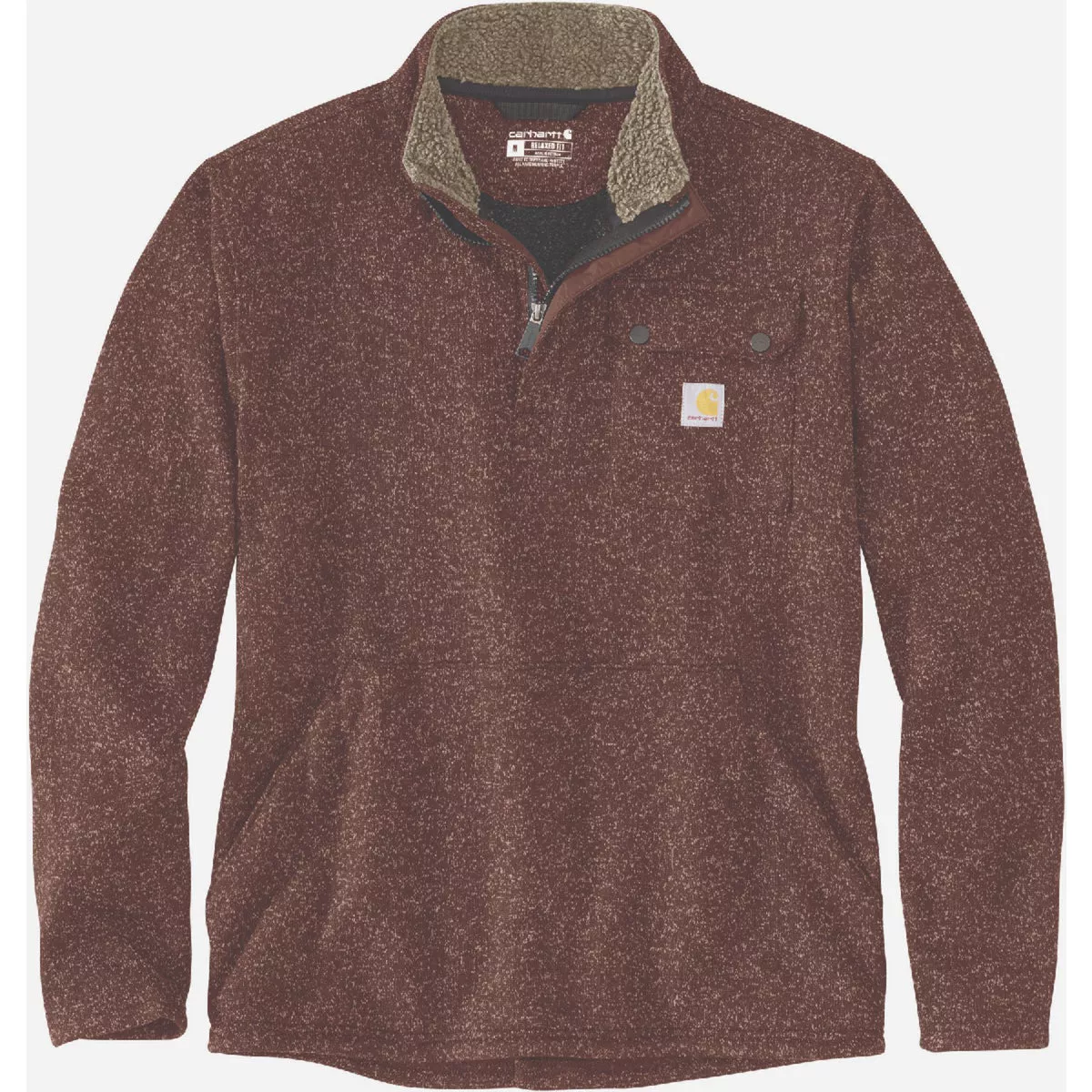 Carhartt Men's XL Regular Mocha Midweight Quarter-Zip Pocket Sweater Fleece, Relaxed Fit
